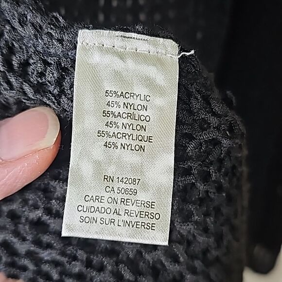 Cardigan by Simply Noelle Open Knit Black Back Slit Size S/M - Picture 4 of 7